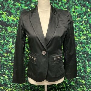 Context Women’s Single Button Black Stretch Blazer Sz 6P